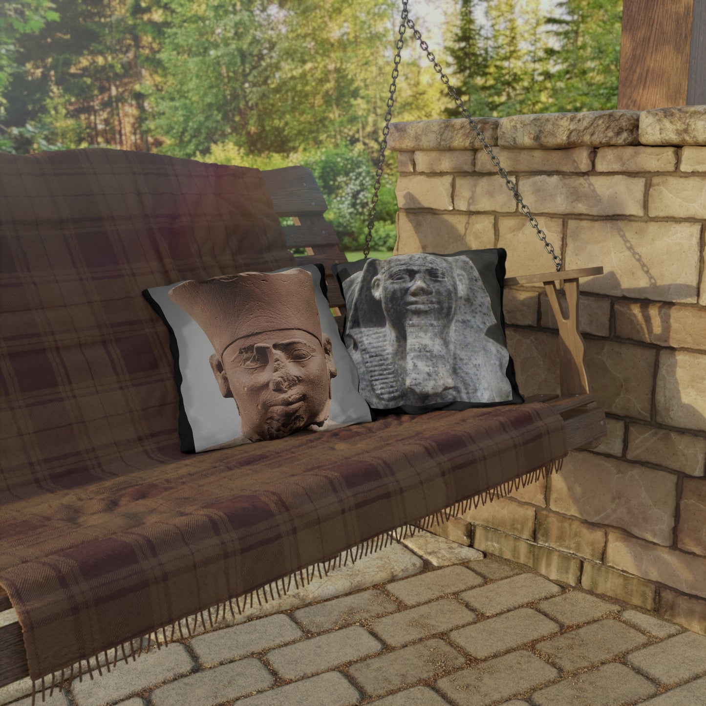 Pharaoh Mentuhotep II & Sahure Double-Sided Outdoor Pillow - Ancient African Empire Builders Black History Decor