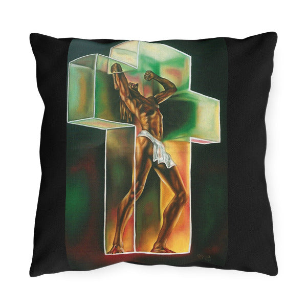 Inner Strength Abstract Figure Outdoor Pillow - Contemporary Empowerment Art