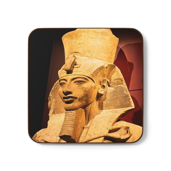 "Pharaoh Akhenaten: Ancient Egyptian King & Art Coaster for Home Decor"