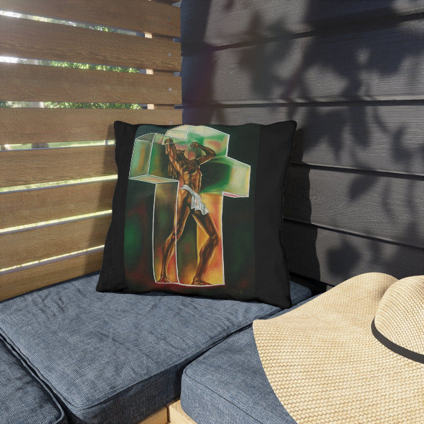 Inner Strength Abstract Figure Outdoor Pillow - Contemporary Empowerment Art
