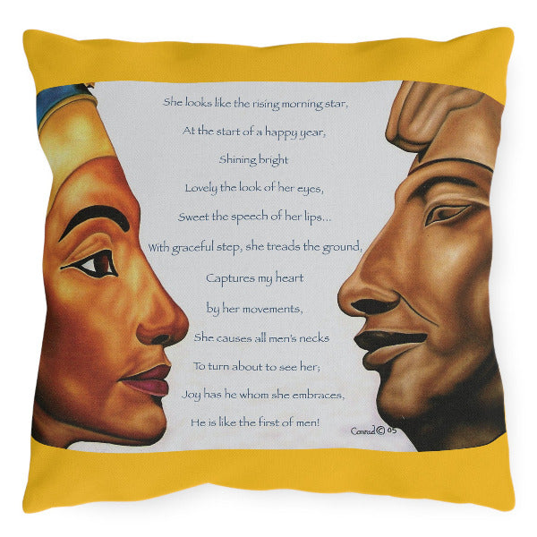 Kemetic Love & Legacy Double-Sided Pillow | Royal Partnership & Poetic Devotion