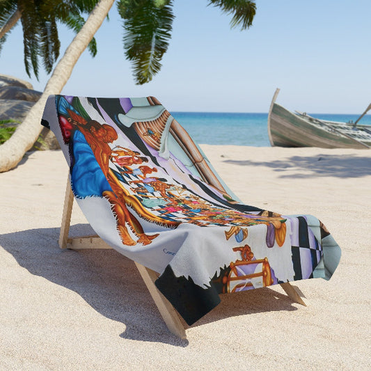 Vibrant Beach Towel with Artistic Design, Fun Pool Accessory, Summer Gift, Unique Beach Accessory, Conversation Starter