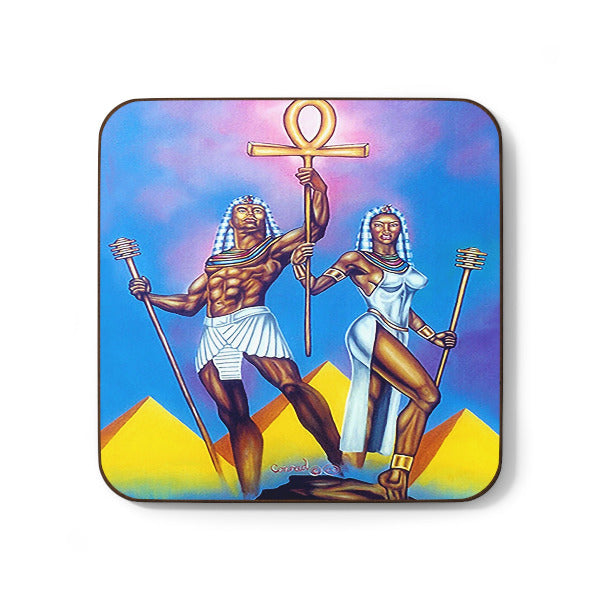 Egyptian Couple with Ankh coaster