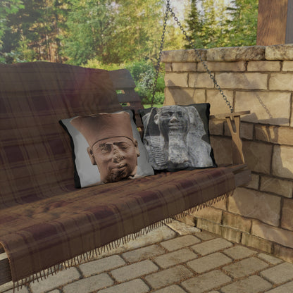 Pharaoh Mentuhotep II & Sahure Double-Sided Outdoor Pillow - Ancient African Empire Builders Black History Decor