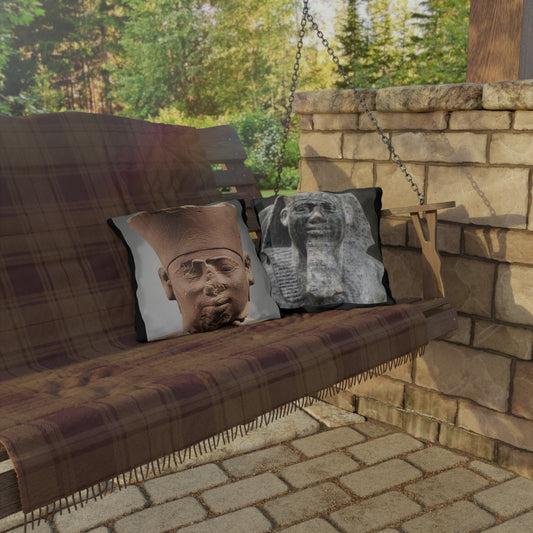 Pharaoh Mentuhotep II & Sahure Double-Sided Outdoor Pillow - Ancient African Empire Builders Black History Decor