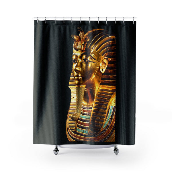 Ancient Egypt King Tut Shower Curtain | Black & Gold Bathroom Decor