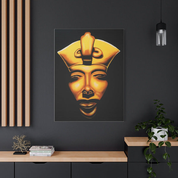 Framed Canvas Wall Art, Egyptian Pharaoh Artwork, Home Decor, Black Gold Aesthetic, Unique Gift for Art Lovers, Gallery Wall Art