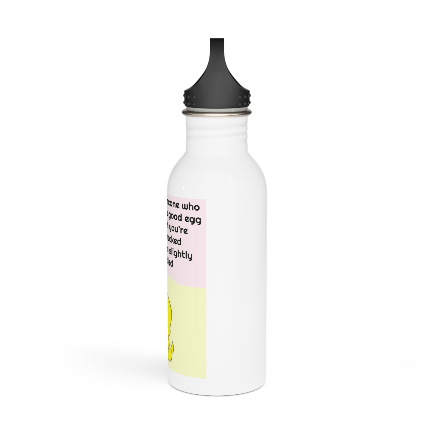 Humorous Friendship Quote Water Bottle: "A Friend Is A Good Egg" with Tweety Bird Design