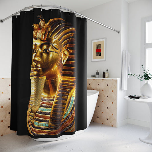 Ancient Egypt King Tut Shower Curtain | Black & Gold Bathroom Decor