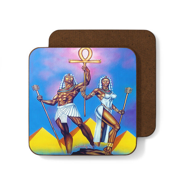 Egyptian Couple with Ankh coaster