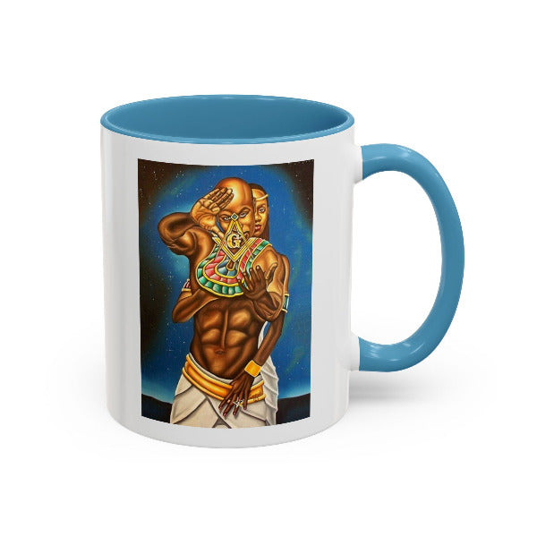 Masonic Couple Mug | Black Freemasonry, Eastern Star & Kemet Wisdom | African Coffee Legacy