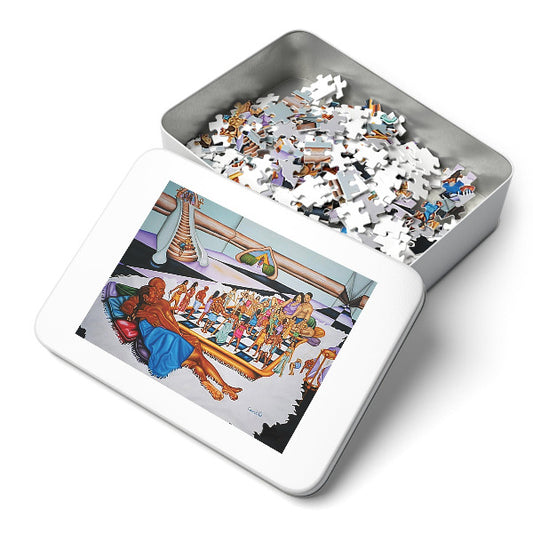 "The Hue Man Chess Game: Unity & Identity Art Jigsaw Puzzle"