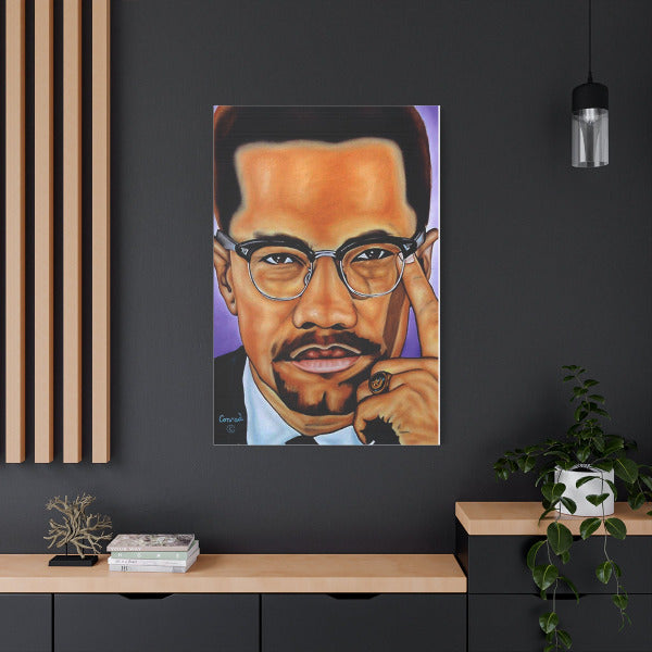Inspirational Wall Art Canvas Print, Motivational Decor, Gift for Teachers, Home Office Decor, Modern Art Piece, Malcolm X Portrait