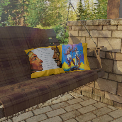 Kemetic Love & Legacy Double-Sided Pillow | Royal Partnership & Poetic Devotion