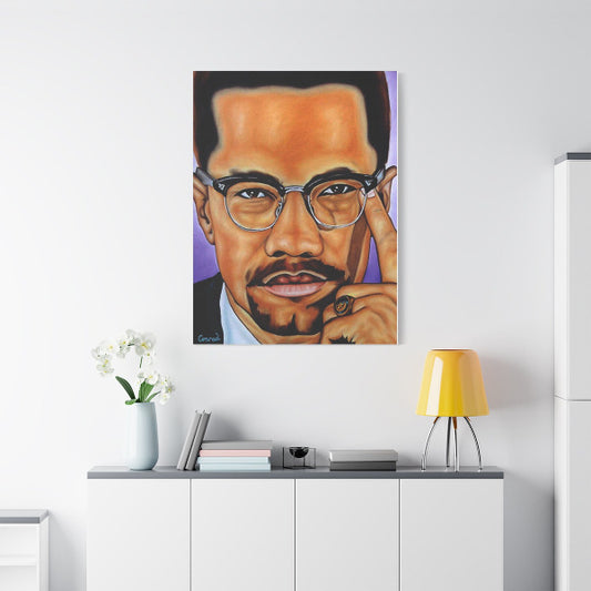 Inspirational Wall Art Canvas Print, Motivational Decor, Gift for Teachers, Home Office Decor, Modern Art Piece, Malcolm X Portrait