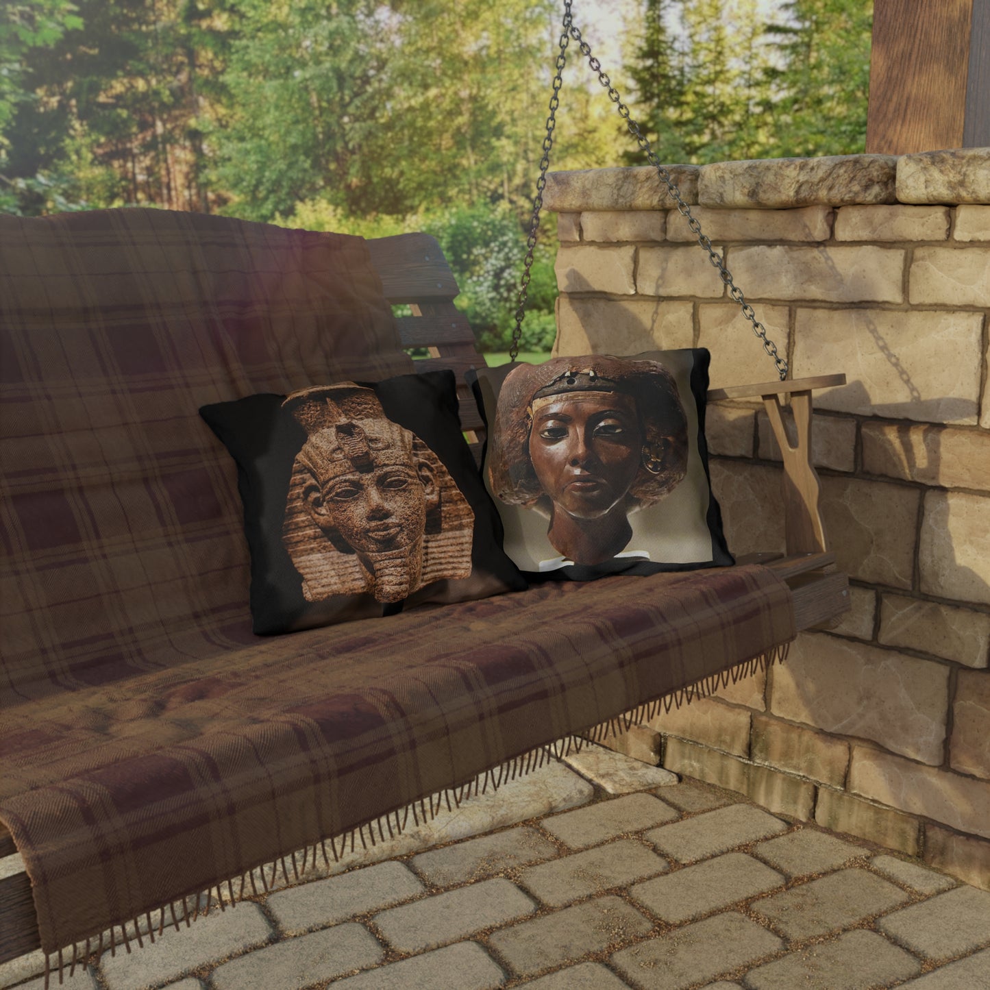 Pharaoh Amenhotep III & Queen Tiye 18th Dynasty Outdoor Pillow - Ancient African Royal Empire Black History Decor