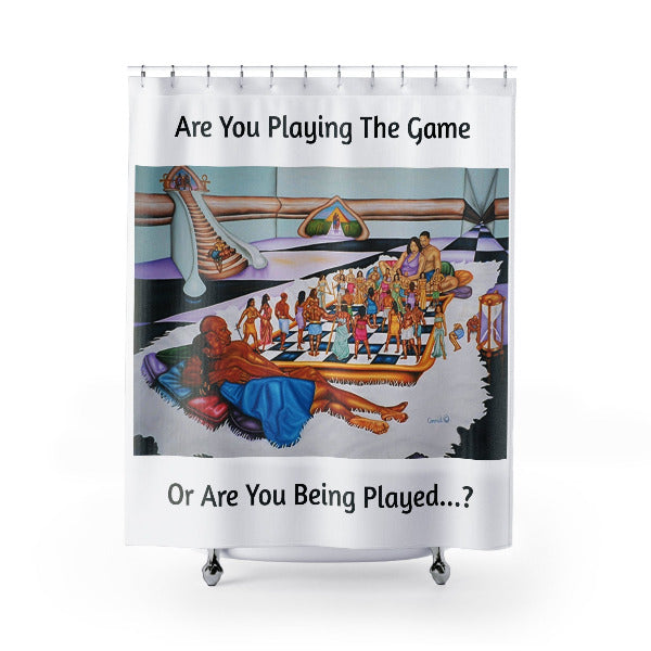 The Hue Man Chess Game Shower Curtain - Thought-Provoking Art for Unity & Awareness