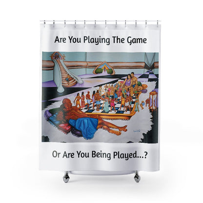 The Hue Man Chess Game Shower Curtain - Thought-Provoking Art for Unity & Awareness