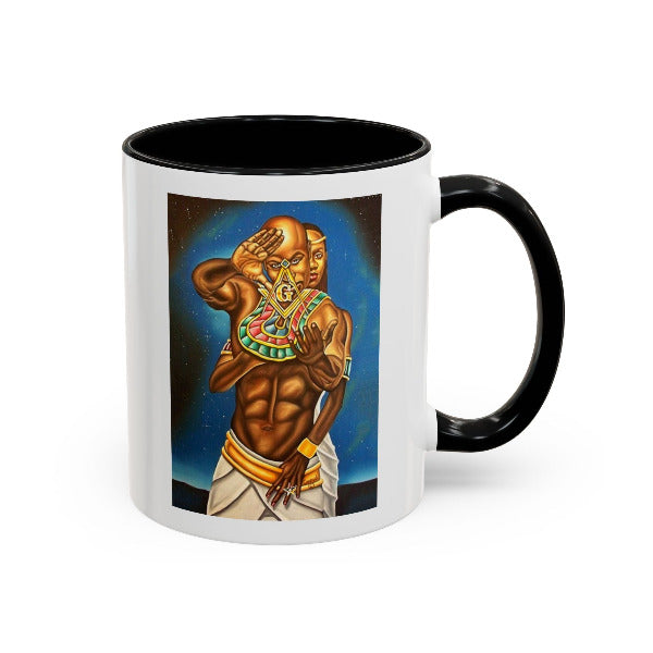 Masonic Couple Mug | Black Freemasonry, Eastern Star & Kemet Wisdom | African Coffee Legacy