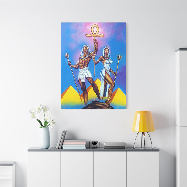Divine Pharaoh & Queen - Ancient Egyptian Royalty with Ankh and Djed