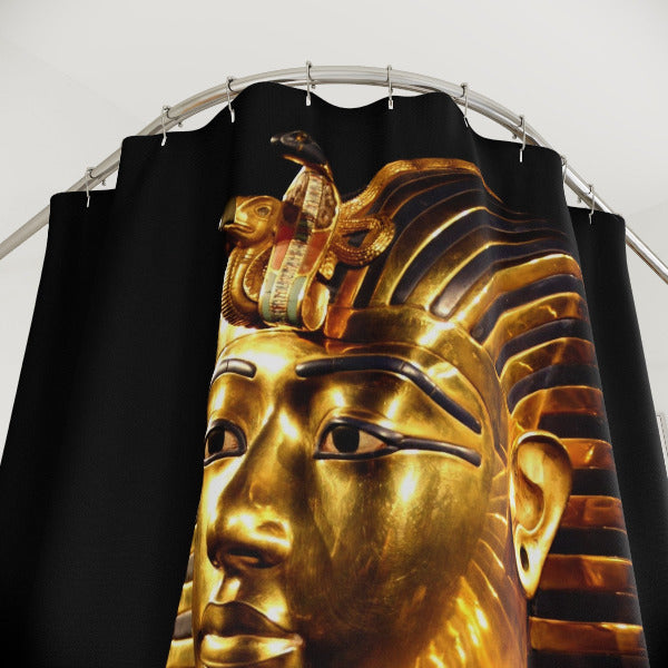 Ancient Egypt King Tut Shower Curtain | Black & Gold Bathroom Decor