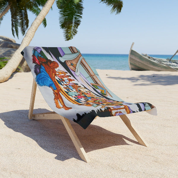 Vibrant Beach Towel with Artistic Design, Fun Pool Accessory, Summer Gift, Unique Beach Accessory, Conversation Starter
