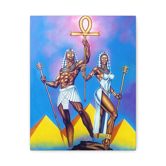 Divine Pharaoh & Queen - Ancient Egyptian Royalty with Ankh and Djed