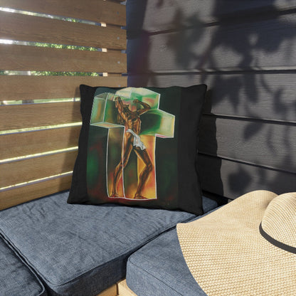 Inner Strength Abstract Figure Outdoor Pillow - Contemporary Empowerment Art