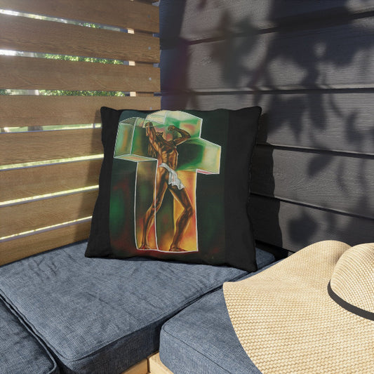 Inner Strength Abstract Figure Outdoor Pillow - Contemporary Empowerment Art