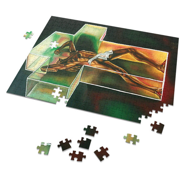 "Breaking Barriers: Figurative Struggle Art Puzzle - Inner Strength Series"