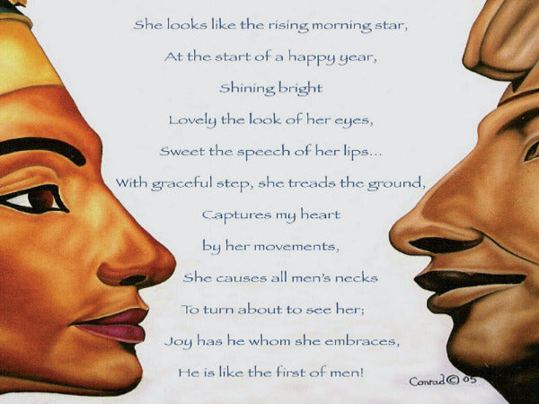 Celestial Bonds: Ancient Egyptian Pharaoh and Queen Art Print | African Royal Heritage