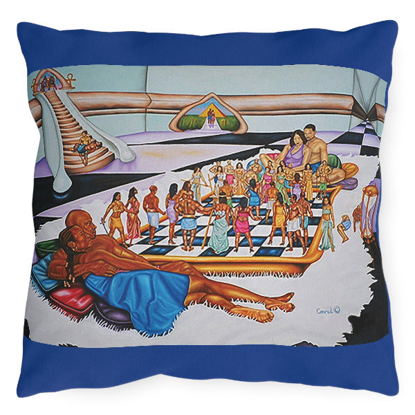 The Hue-Man Chess Game Art Pillow | Unity & Consciousness Black Art Home Decor